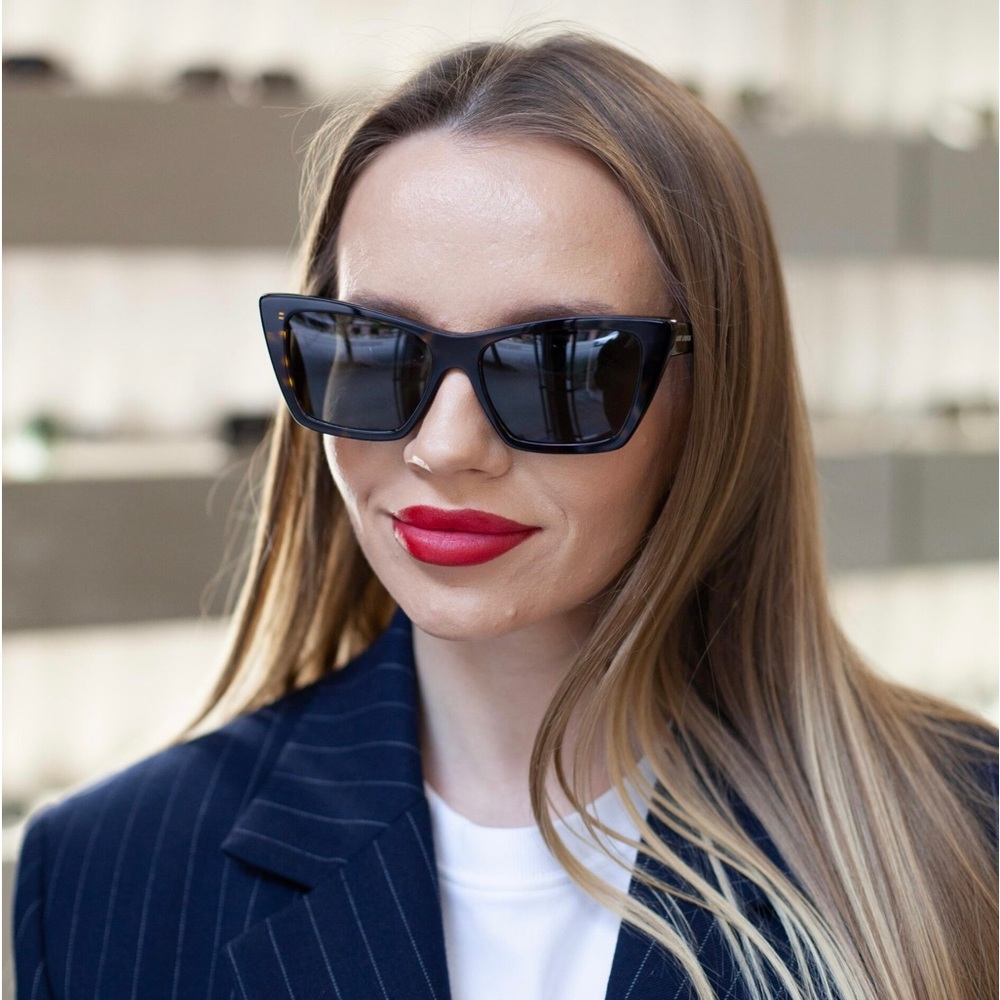 NEW SAINT LAURENT SL 276 MICA 009 CAT EYE BLACK BLUE GREY WOMEN SL276 SUNGLASSES - Picture 3 of 11
